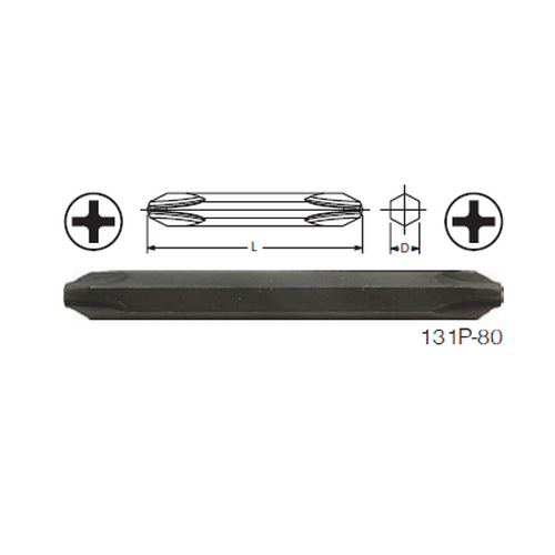 SKI - สกี จำหน่ายสินค้าหลากหลาย และคุณภาพดี | KOKEN 131P-80 (ISO) ดอกไขควงตอกหัวแฉก 2 หัว #2x# 3x80mm. แกน 5/16นิ้ว